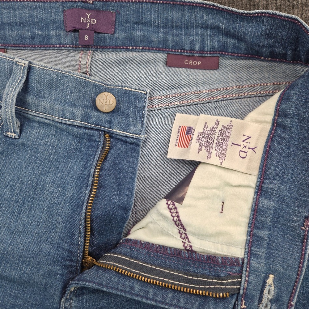NYDJ Womens Size 8 Blue Denim Crop Jeans Lift Tuck Technology Made in USA Chic